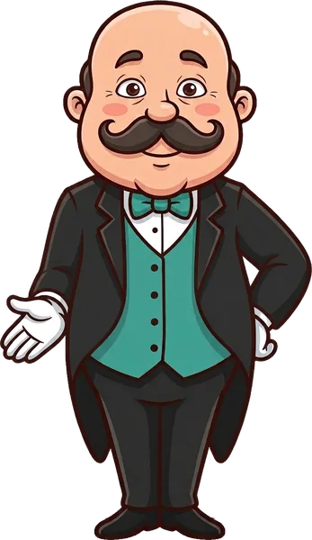 The Nexxus Butler mascot points an open hand at the conversation